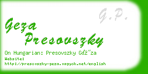 geza presovszky business card